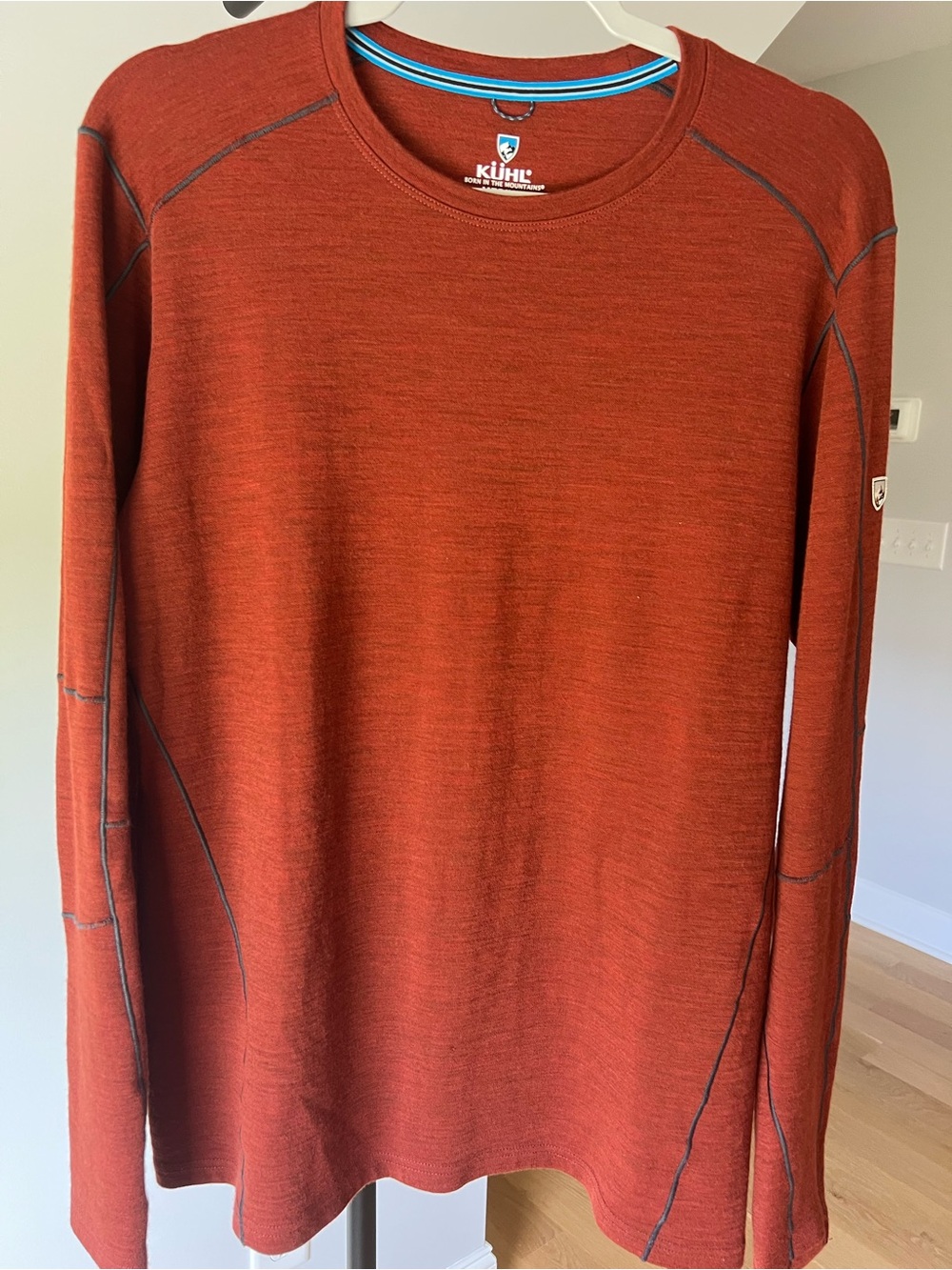 Kuhl Men's Long-Sleeve Performance Base Layer Crew in Rust, Size Medium